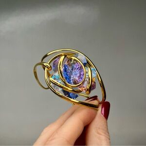 Andrea Marazzini Purple Blue Swarovski Gold Tone 925 Cuff Bracelet